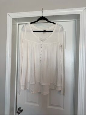 We The Free White Long-Sleeve Waffle Henley